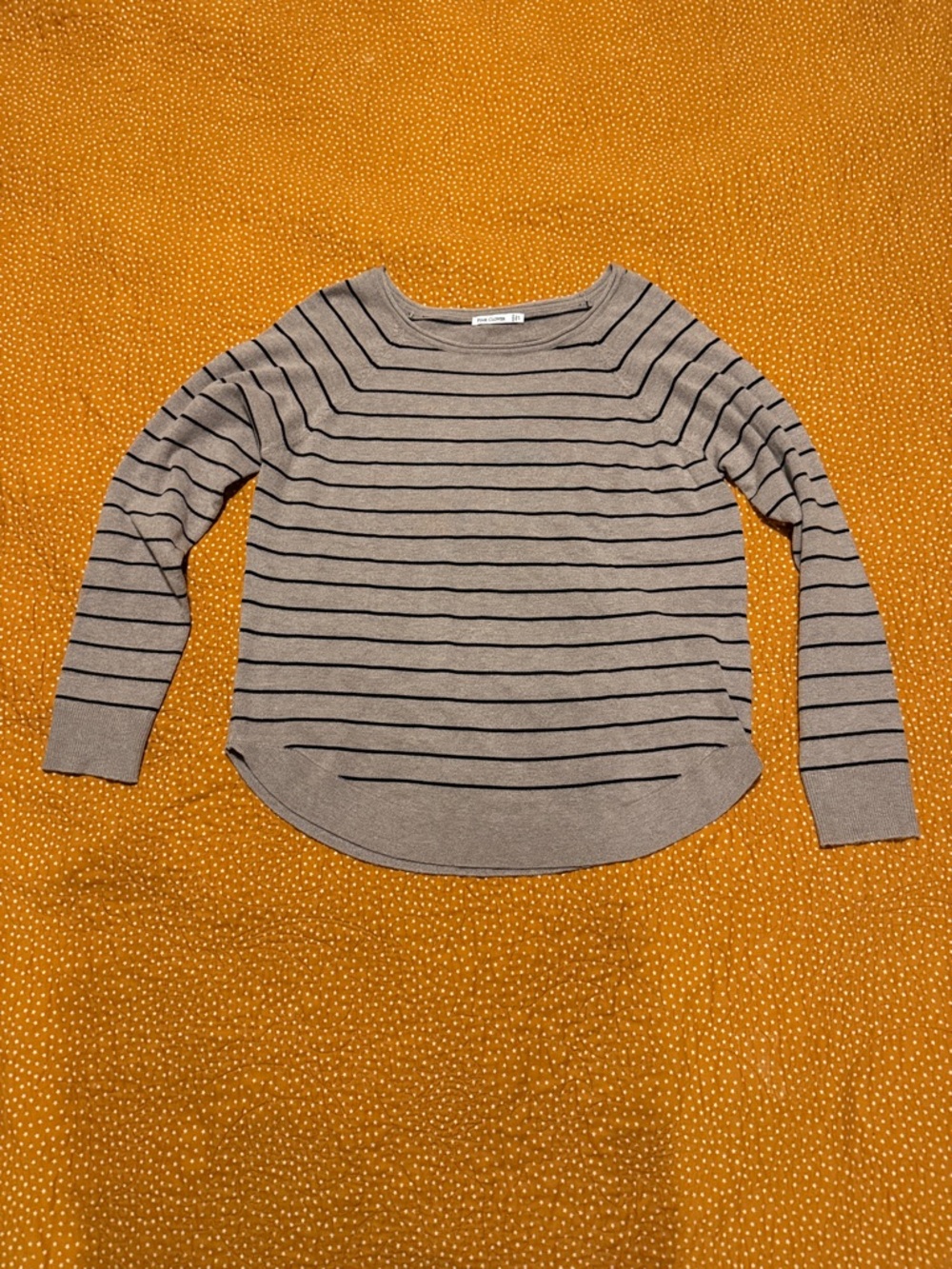 Pink Clover Taupe Sweater with Black Stripe Detail